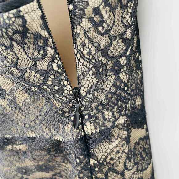 Ann Taylor Babydoll Whimsigoth Top Womens 2 Black Satin Lace Layered V-Neck - Picture 5 of 8